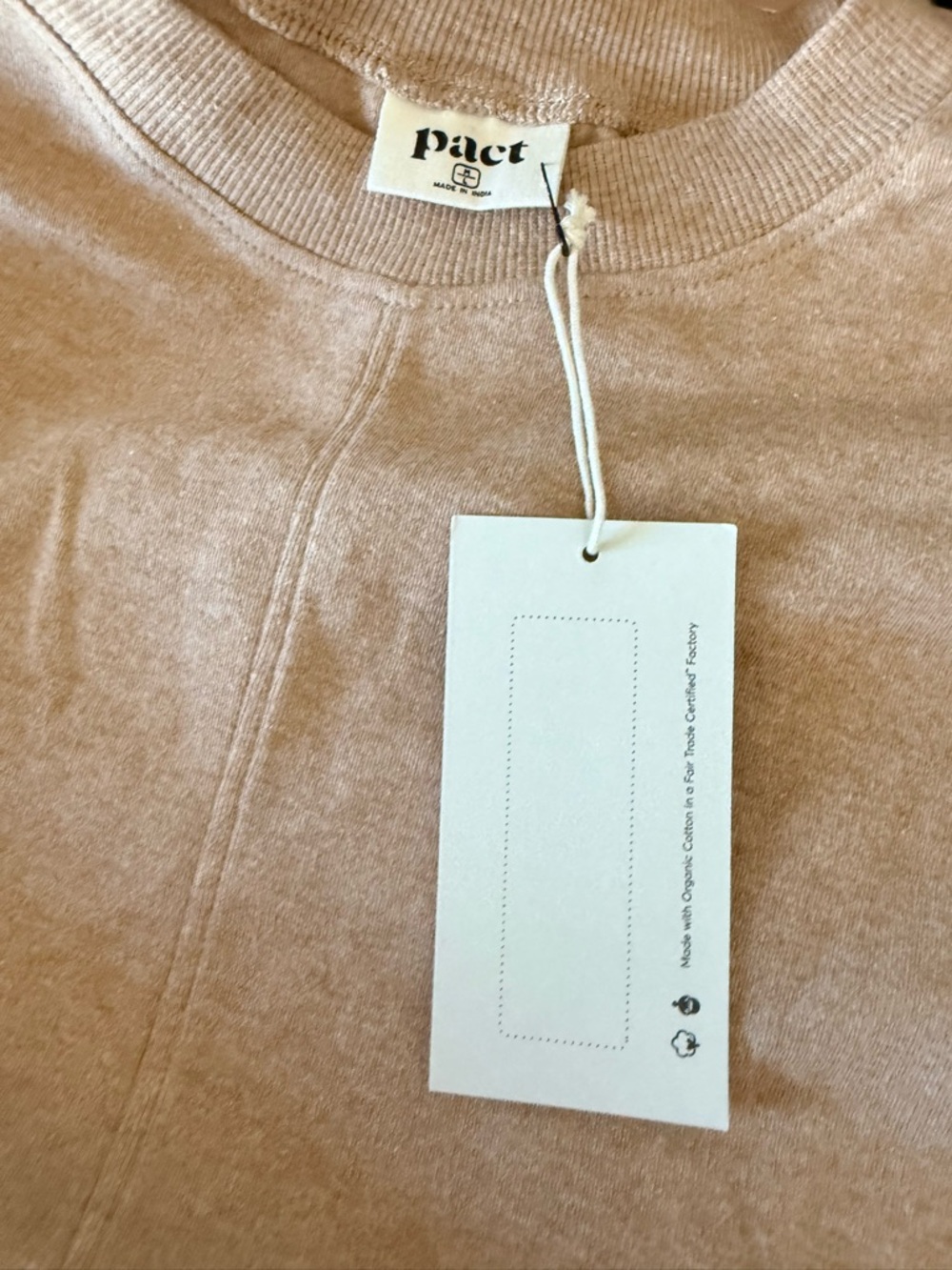 New - PACT Airplane Long Sleeve Poncho M/L Taupe Organic Cotton - Picture 5 of 5